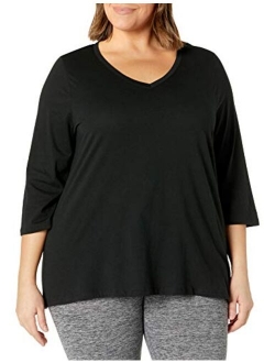 Size Women's Plus Sizeflowy 3/4 Sleeve V-Neck Top