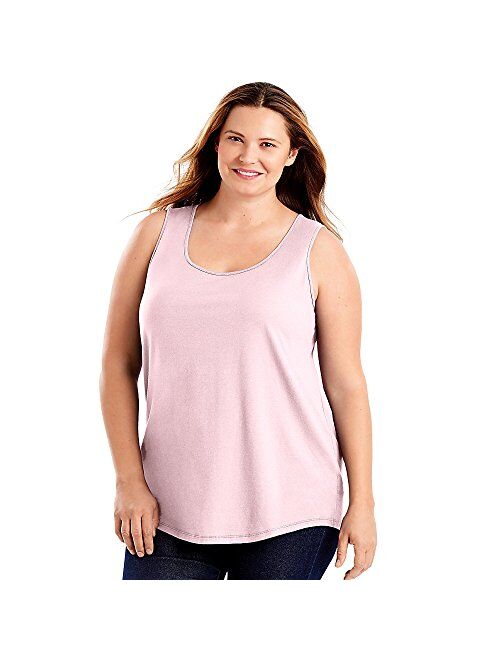 JUST MY SIZE Womens Cotton Jersey Shirttail Tank Top