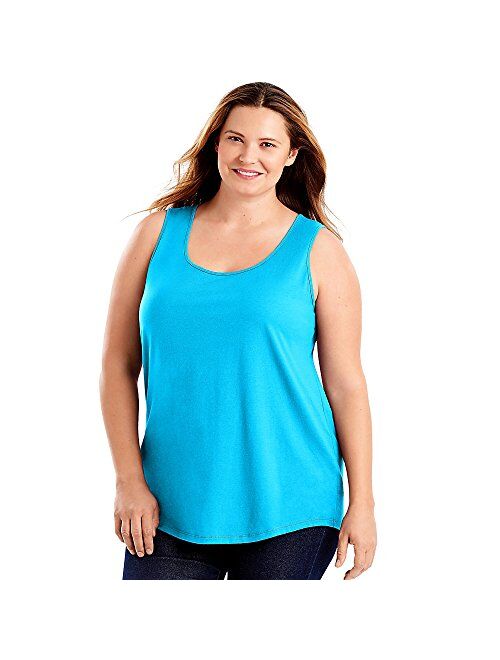 JUST MY SIZE Womens Cotton Jersey Shirttail Tank Top