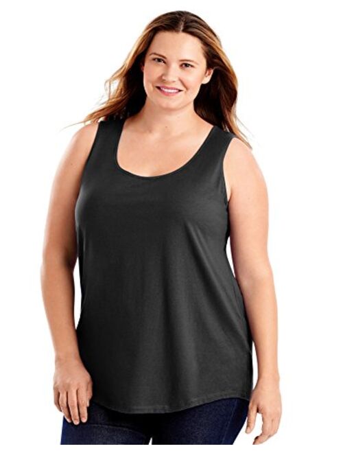 JUST MY SIZE Womens Cotton Jersey Shirttail Tank Top