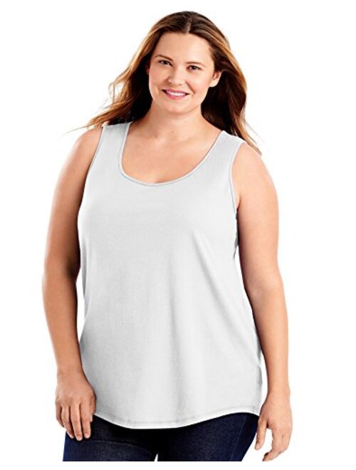 JUST MY SIZE Womens Cotton Jersey Shirttail Tank Top