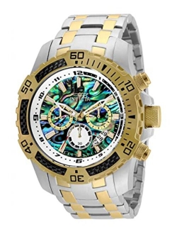 Men's Pro Diver Scuba Quartz Chronograph Carbon Fiber Bezel Abalone Dial Bracelet Watch, 50mm