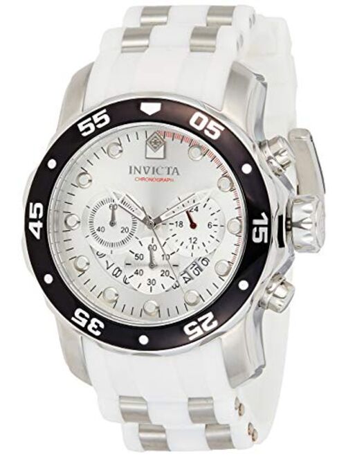 Invicta Men's 20290 Pro Diver Stainless Steel Quartz Watch with Polyurethane Strap, White, 25