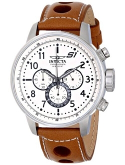 Men's S1"Rally" Stainless Steel Chronograph Watch with Brown Leather Band