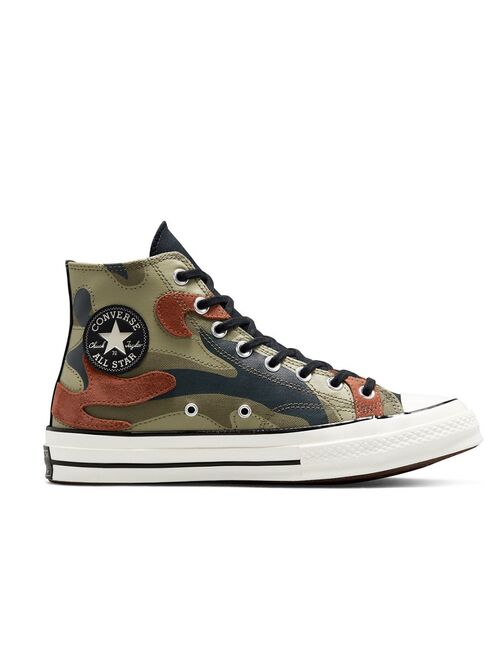 Converse Chuck 70 Hi Hybird Camo suede-mix sneakers in field surplus