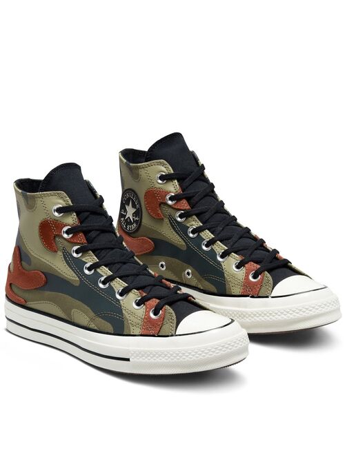 Converse Chuck 70 Hi Hybird Camo suede-mix sneakers in field surplus