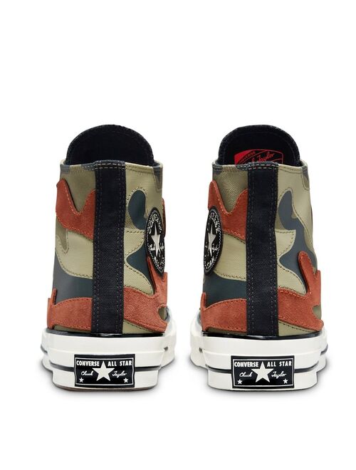 Converse Chuck 70 Hi Hybird Camo suede-mix sneakers in field surplus