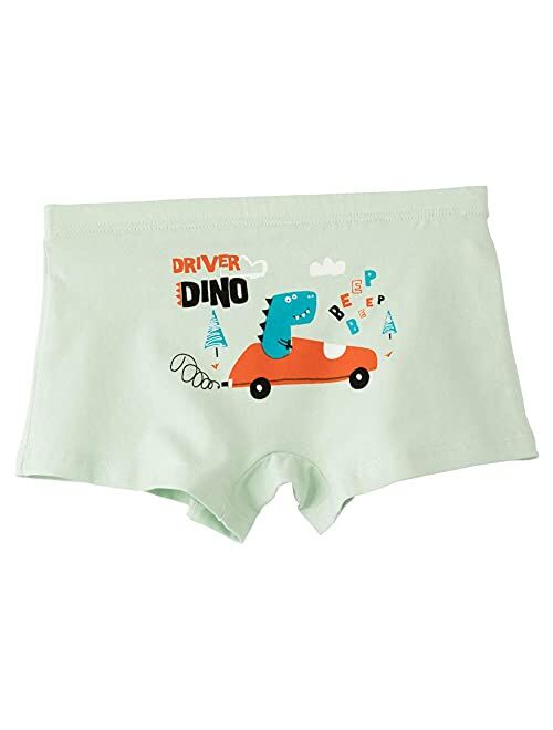 Core Pretty Boys Underwear Kids Cotton Boxer Briefs Dinosaur Training Boyshorts for Toddler Size 3-12 Years (Pack of 5)