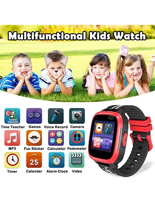 Cosjoype Kids Smart Watch for Girls Boys Toys for 3-10 Year Old, Touch Screen Smartwatch with Dual Camera Educational Games Music Player 12/24 hr Pedometer Stopwatch Birt