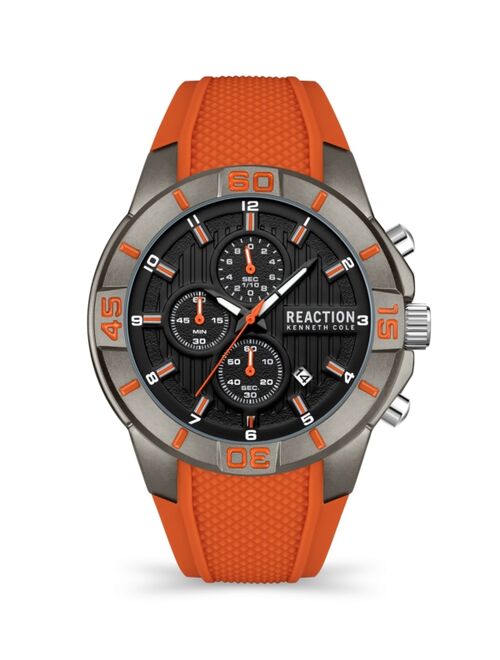 Kenneth Cole Reaction Men's Chrono 3 Eyes Date Orange Silicon Strap Watch, 48mm