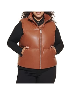 Faux Leather Stand Collar Vest