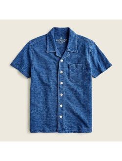 Boys' short-sleeve indigo camp shirt