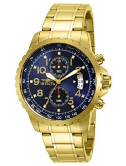 Men's Specialty 45mm Black Stainless Steel Chronograph Quartz Watch, Black, Gold/Blue (Model: 13785, 13787)