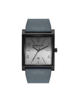 New York Men's 3 Hands Date Gray Genuine Leather Strap Watch 36mm