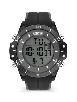 Men's Digital Black and Gray Silicon Strap Watch, 51mm