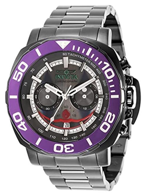 Invicta Men 35073 DC Comics Joker Quartz Watch with Stainless Steel Strap, Black, 24