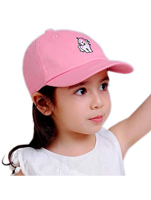 Julerwoo Kids Girls Unicorn Baseball Cap Pink Cotton Sun Hat for 3-12Y