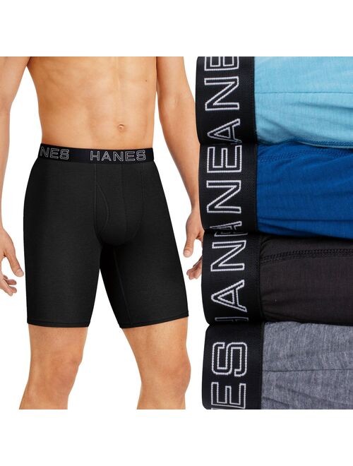 Men's Hanes® 4-pack Ultimate Comfort Flex Fit Total Support Pouch™ Long-Leg Boxer Briefs