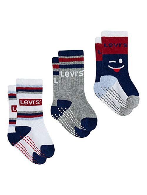 Levi's baby-boys Regular Cut Crew Gripper Socks (3-pack)