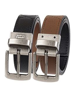 JASGOOD Kids Leather Reversible Belt, Boys Casual Belt for Jeans