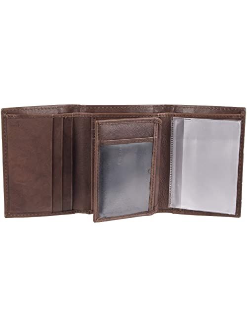 Kenneth Cole Reaction Men's RFID Leather Slim Trifold with ID Window and Card Slots, Brown, One Size