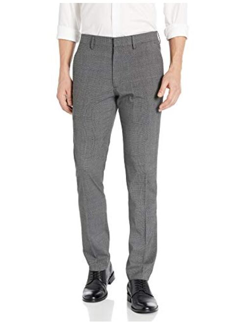 Kenneth Cole REACTION Men's Stretch Heather Glen Plaid Slim Fit Flat Front Dress Pant