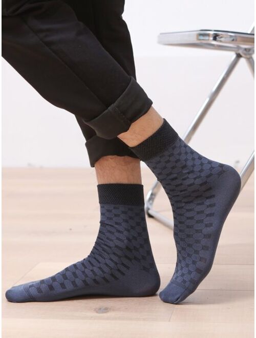 Shein 8pairs Men Geometric Print Crew Socks