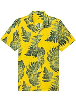 Alimens & Gentle 100% Cotton Regular Fit Short Sleeve Casual Hawaiian Shirt for Men