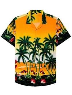 Alimens & Gentle 100% Cotton Regular Fit Short Sleeve Casual Hawaiian Shirt for Men