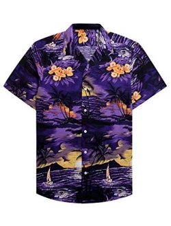 Alimens & Gentle 100% Cotton Regular Fit Short Sleeve Casual Hawaiian Shirt for Men