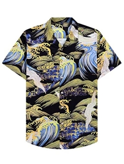 Alimens & Gentle 100% Cotton Regular Fit Short Sleeve Casual Hawaiian Shirt for Men