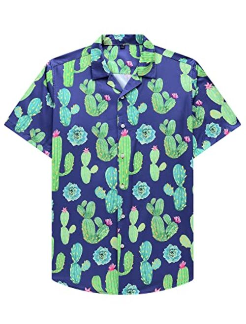 Alimens & Gentle 100% Cotton Regular Fit Short Sleeve Casual Hawaiian Shirt for Men