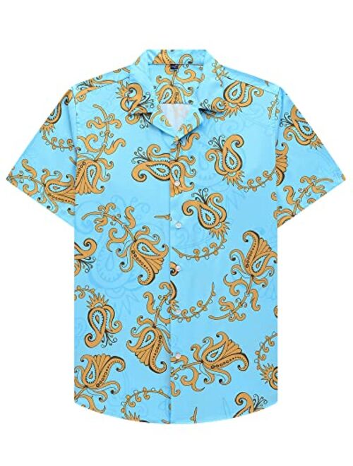 Alimens & Gentle 100% Cotton Regular Fit Short Sleeve Casual Hawaiian Shirt for Men