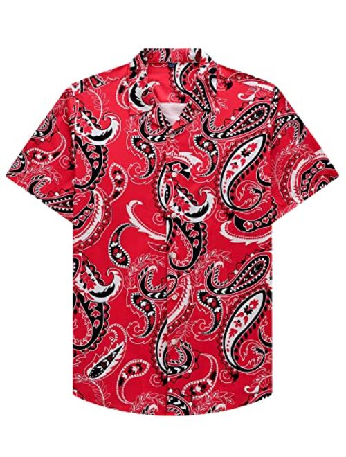 Alimens & Gentle 100% Cotton Regular Fit Short Sleeve Casual Hawaiian Shirt for Men