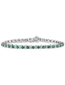 Collection EFFY Emerald (3 ct. t.w.) & Diamond (1/4 ct. t.w.) Tennis Bracelet in Sterling Silver (Also in Ruby and Sapphire)