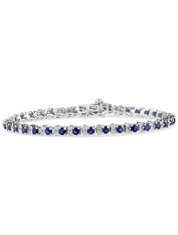 Collection EFFY Emerald (3 ct. t.w.) & Diamond (1/4 ct. t.w.) Tennis Bracelet in Sterling Silver (Also in Ruby and Sapphire)