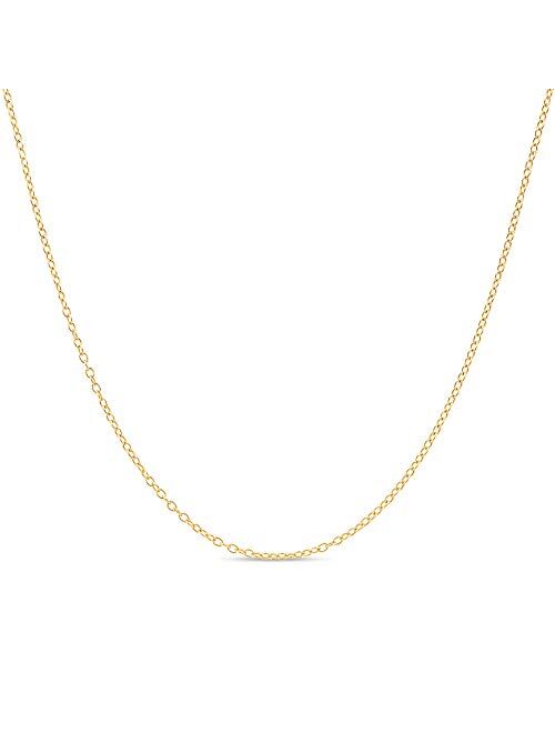 KEZEF Creations Sterling Silver with Gold Overlay 1.3mm - Cable Chain Necklace Sizes 16-36 Inch