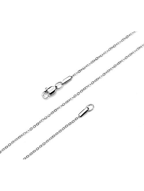 AmyRT Jewelry 1.2mm Titanium Steel Black Gold Silver Cable Chain Necklaces for Women 16 to 30 Inches