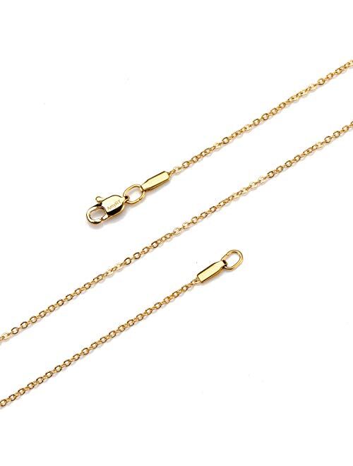 AmyRT Jewelry 1.2mm Titanium Steel Black Gold Silver Cable Chain Necklaces for Women 16 to 30 Inches