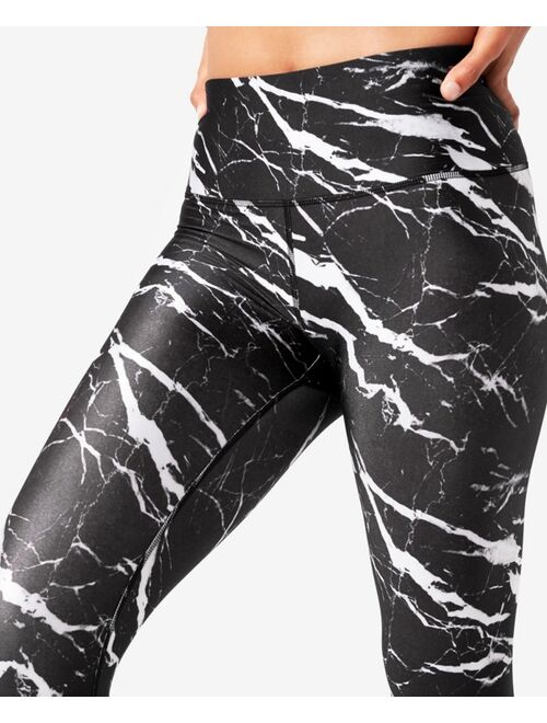 Terez Women's Marble-Print High-Rise Compression Leggings