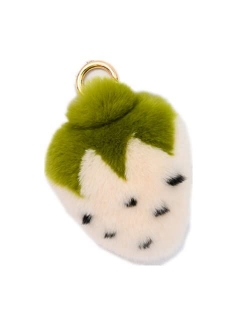 Cute Fruits Keychain Rabbit Fur Backpack pendant Pom Pom Kawaii Key Ring for Car Fluffy Strawberry Banana Watermelon