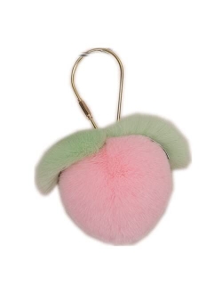 Cute Fruits Keychain Rabbit Fur Backpack pendant Pom Pom Kawaii Key Ring for Car Fluffy Strawberry Banana Watermelon