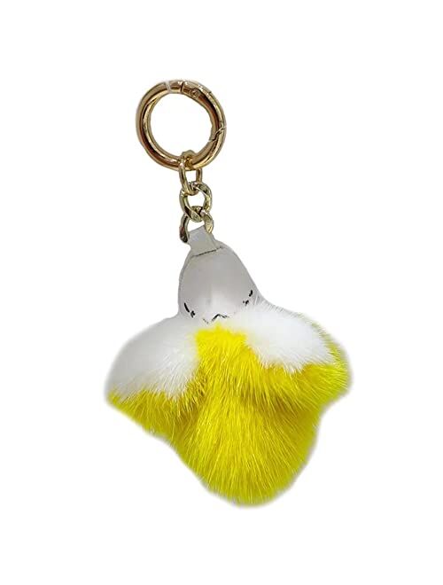 Cute Fruits Keychain Rabbit Fur Backpack pendant Pom Pom Kawaii Key Ring for Car Fluffy Strawberry Banana Watermelon