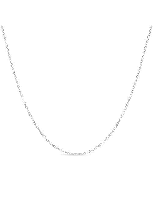 KEZEF Children's Sterling Silver Chain Necklace for Girls or Boys - 14 inch - Box or Cable Link Chain