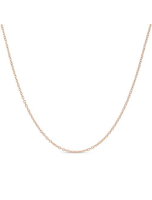 KEZEF Children's Sterling Silver Chain Necklace for Girls or Boys - 14 inch - Box or Cable Link Chain