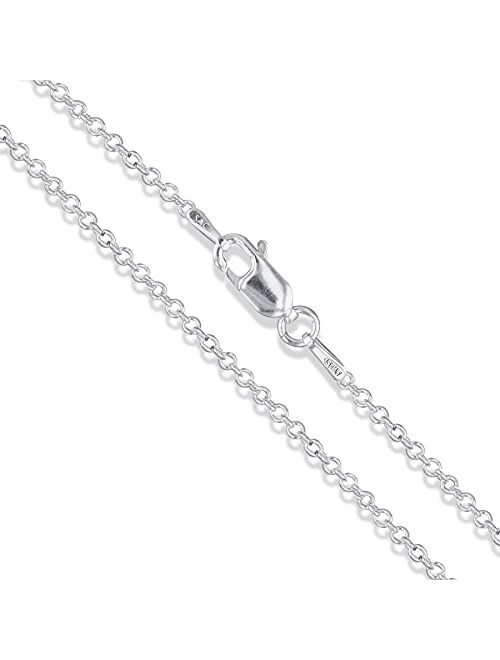 Sac Silver Sterling Silver Rolo Chain 2.1mm Solid 925 Italian Round Cable Chain Necklace