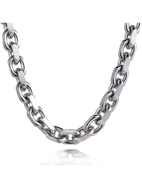 Trendsmax Stainless Steel Necklace Cable Rolo Link Chain Necklace for Mens Womens Stainless Steel Length Adjustable Personalized