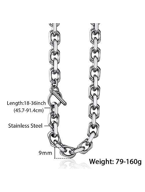 Trendsmax Stainless Steel Necklace Cable Rolo Link Chain Necklace for Mens Womens Stainless Steel Length Adjustable Personalized