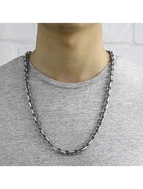 Trendsmax Stainless Steel Necklace Cable Rolo Link Chain Necklace for Mens Womens Stainless Steel Length Adjustable Personalized