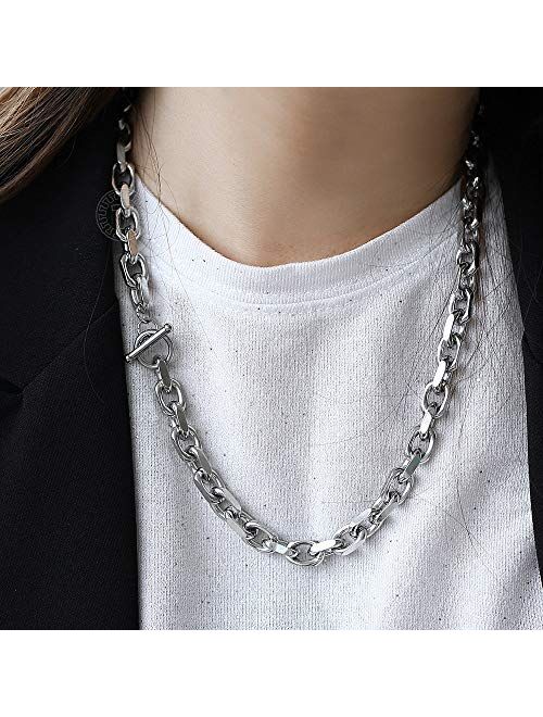 Trendsmax Stainless Steel Necklace Cable Rolo Link Chain Necklace for Mens Womens Stainless Steel Length Adjustable Personalized